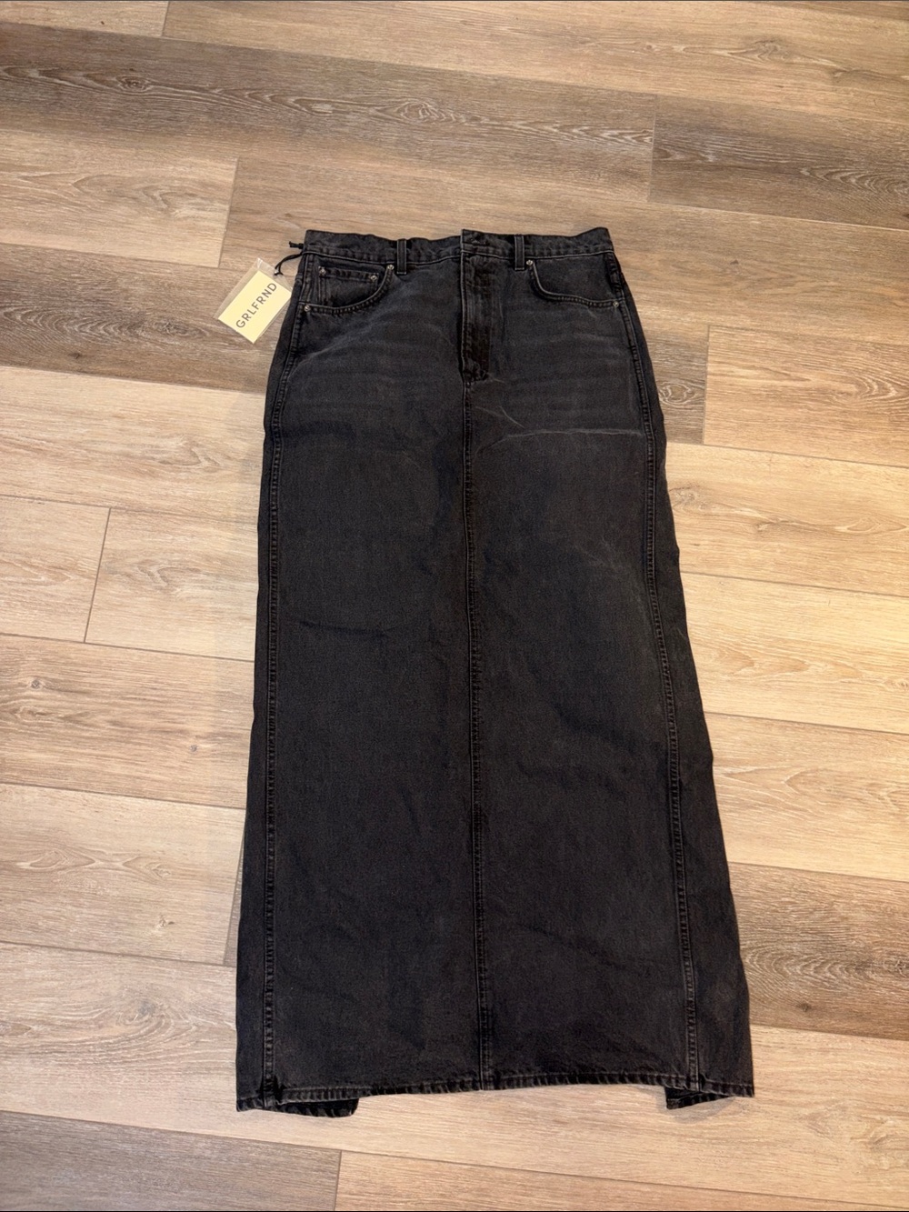GRLFRND Black Maxi Denim Skirt size 31